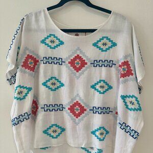 Johnny Was JWLA Linen Embroidered Box Top